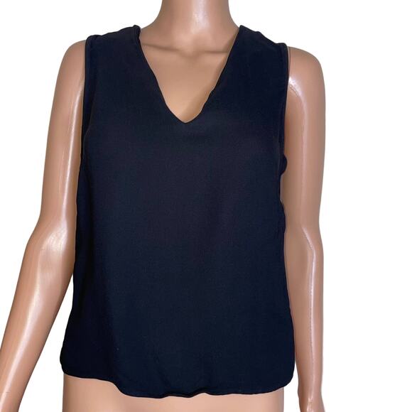 Zara Women basic top blouse sleeveless black V-neck SZ SM Staple piece Career - Picture 1 of 8
